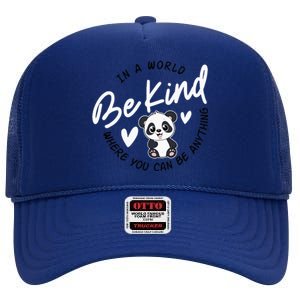 In A World Be Kind Panda Anti Bullying Unity Day Orange High Crown Mesh Back Trucker Hat