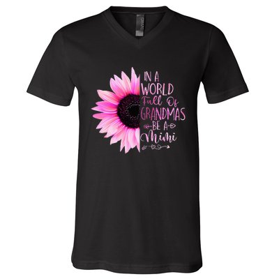 In A World Full Of Grandmas Be A Mimi Sunflower V-Neck T-Shirt