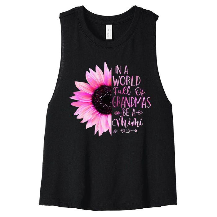 In A World Full Of Grandmas Be A Mimi Sunflower Women's Racerback Cropped Tank