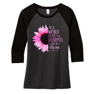 In A World Full Of Grandmas Be A Mimi Sunflower Women's Tri-Blend 3/4-Sleeve Raglan Shirt