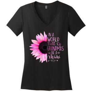 In A World Full Of Grandmas Be A Mimi Sunflower Women's V-Neck T-Shirt