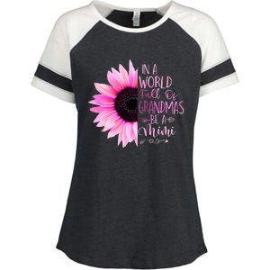 In A World Full Of Grandmas Be A Mimi Sunflower Enza Ladies Jersey Colorblock Tee