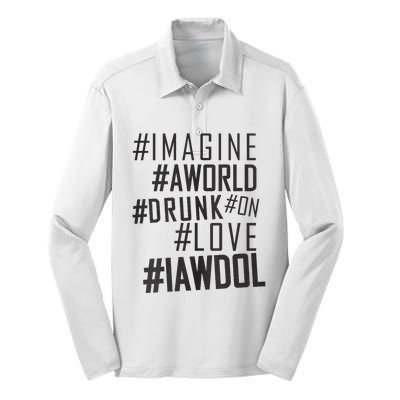 Imagine A World Drunk On Love Black And White Premium Silk Touch Performance Long Sleeve Polo