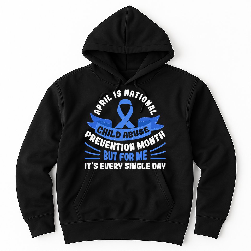 In April We Wear Blue Child Abuse Prevention Awareness T rex Hoodie