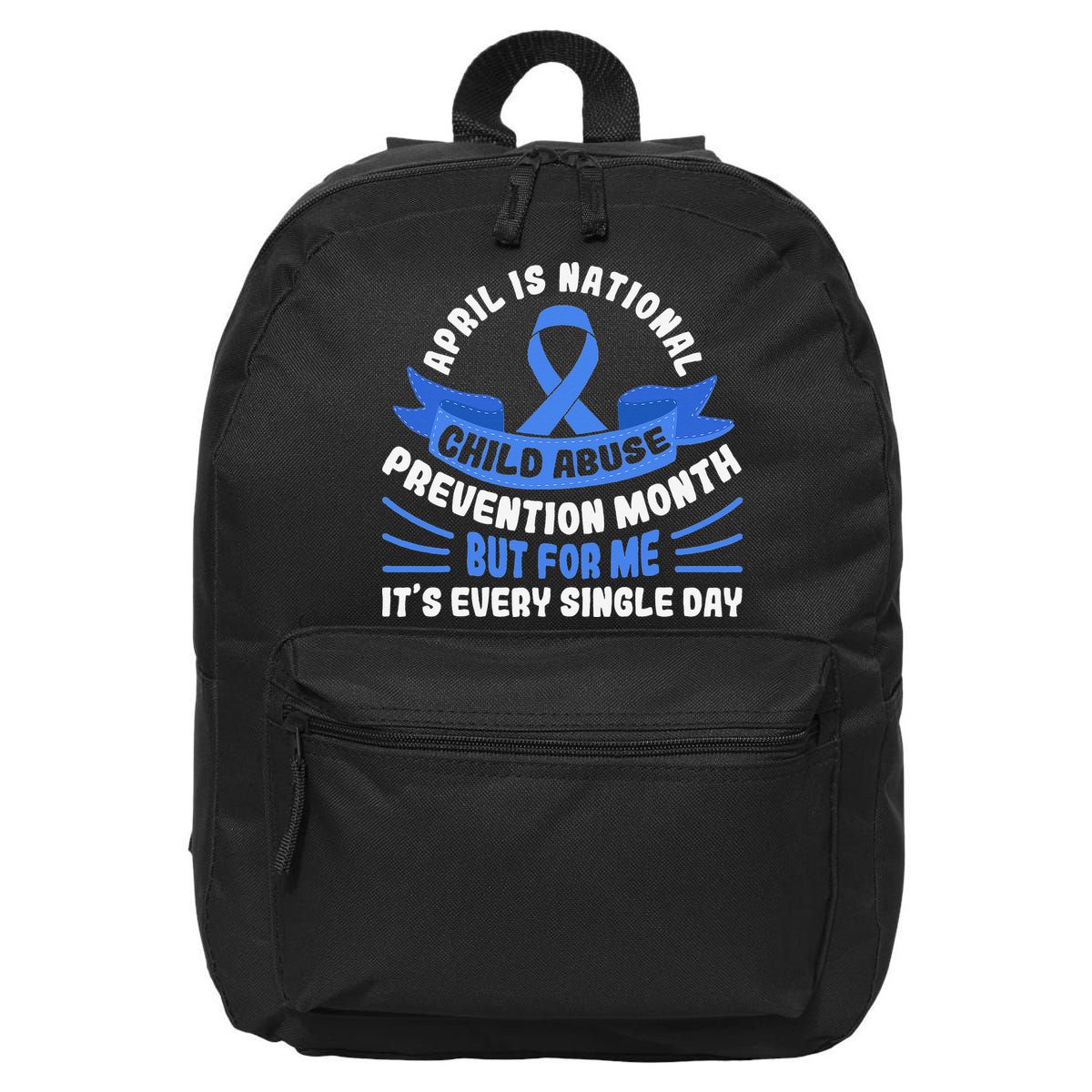In April We Wear Blue Child Abuse Prevention Awareness T rex 16 in Basic Backpack