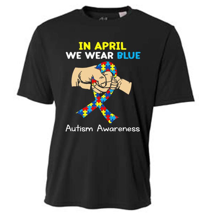 In April We Wear Blue Autism Awareness Cooling Performance Crew T-Shirt