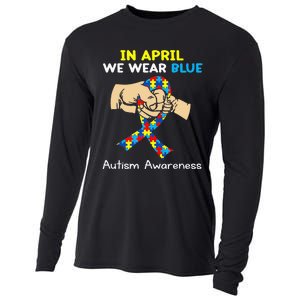 In April We Wear Blue Autism Awareness Cooling Performance Long Sleeve Crew