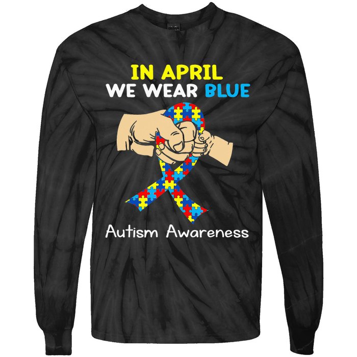 In April We Wear Blue Autism Awareness Tie-Dye Long Sleeve Shirt