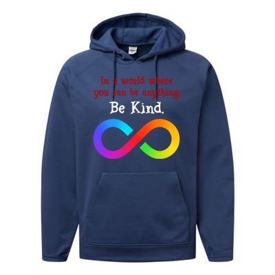 In A World Where You Can Be Everything Be Kind Performance Fleece Hoodie