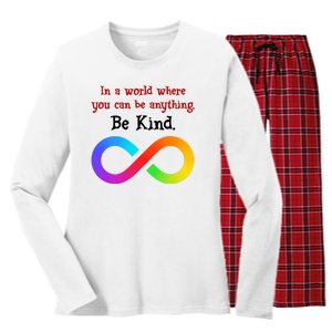 In A World Where You Can Be Everything Be Kind Women's Long Sleeve Flannel Pajama Set 