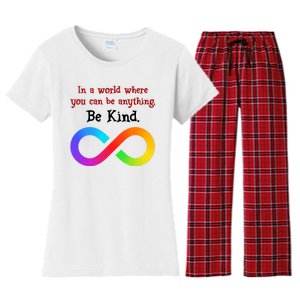 In A World Where You Can Be Everything Be Kind Women's Flannel Pajama Set