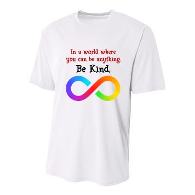 In A World Where You Can Be Everything Be Kind Youth Performance Sprint T-Shirt