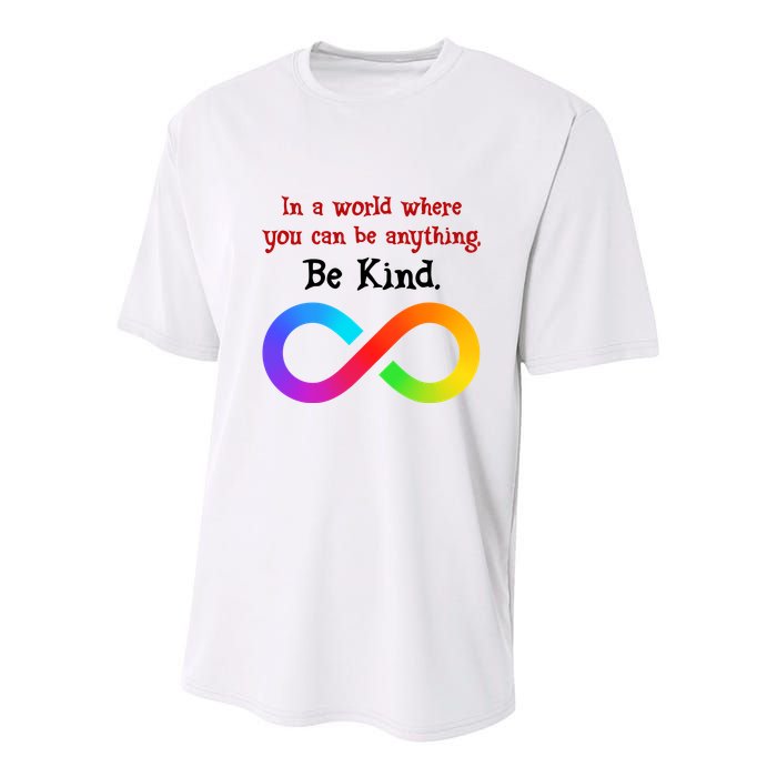 In A World Where You Can Be Everything Be Kind Youth Performance Sprint T-Shirt