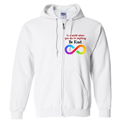 In A World Where You Can Be Everything Be Kind Full Zip Hoodie