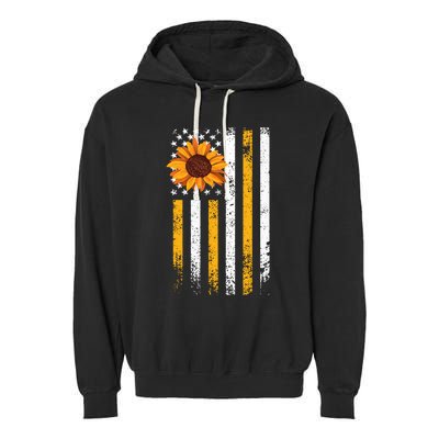 In A World Full Of Roses Be A Sunflower America Flag Cute Gift Garment-Dyed Fleece Hoodie