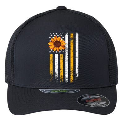 In A World Full Of Roses Be A Sunflower America Flag Cute Gift Flexfit Unipanel Trucker Cap