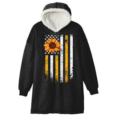 In A World Full Of Roses Be A Sunflower America Flag Cute Gift Hooded Wearable Blanket
