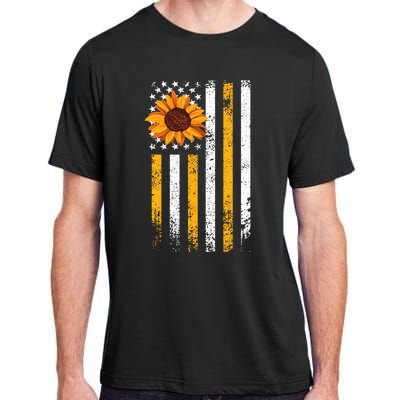 In A World Full Of Roses Be A Sunflower America Flag Cute Gift Adult ChromaSoft Performance T-Shirt