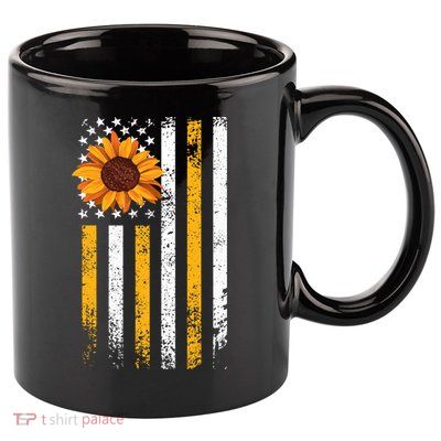 In A World Full Of Roses Be A Sunflower America Flag Cute Gift 11oz C Handle Ceramic Mug