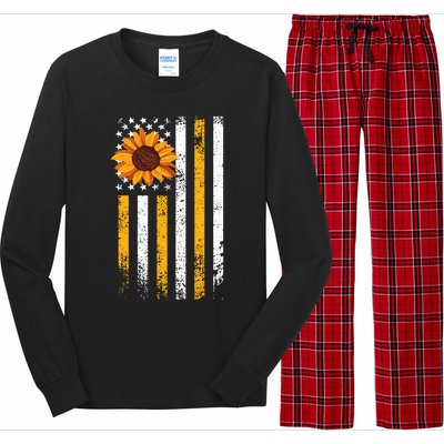 In A World Full Of Roses Be A Sunflower America Flag Cute Gift Long Sleeve Pajama Set