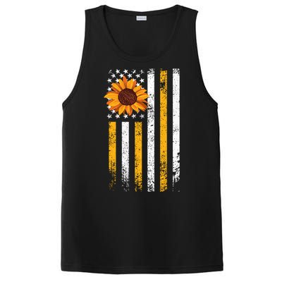 In A World Full Of Roses Be A Sunflower America Flag Cute Gift PosiCharge Competitor Tank