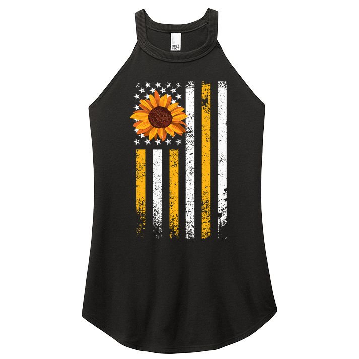 In A World Full Of Roses Be A Sunflower America Flag Cute Gift Women's Perfect Tri Rocker Tank