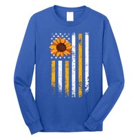 In A World Full Of Roses Be A Sunflower America Flag Cute Gift Long Sleeve Shirt