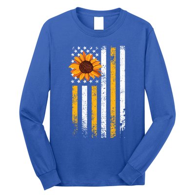 In A World Full Of Roses Be A Sunflower America Flag Cute Gift Long Sleeve Shirt