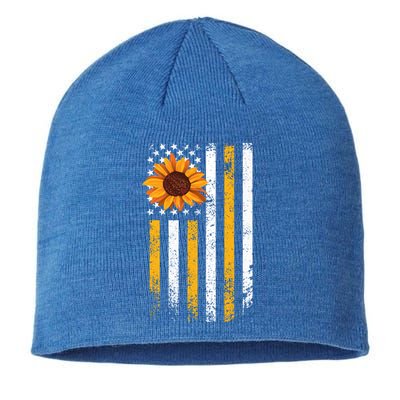 In A World Full Of Roses Be A Sunflower America Flag Cute Gift Sustainable Beanie