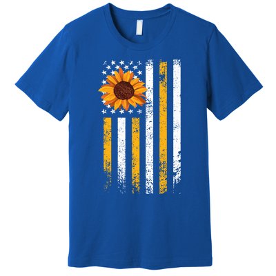 In A World Full Of Roses Be A Sunflower America Flag Cute Gift Premium T-Shirt