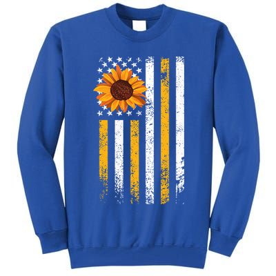 In A World Full Of Roses Be A Sunflower America Flag Cute Gift Tall Sweatshirt
