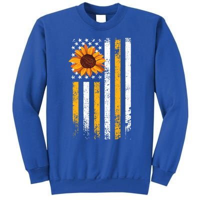 In A World Full Of Roses Be A Sunflower America Flag Cute Gift Tall Sweatshirt