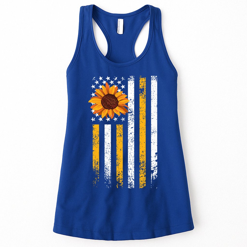 In A World Full Of Roses Be A Sunflower America Flag Cute Gift Womens Tank Top