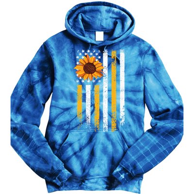 In A World Full Of Roses Be A Sunflower America Flag Cute Gift Tie Dye Hoodie