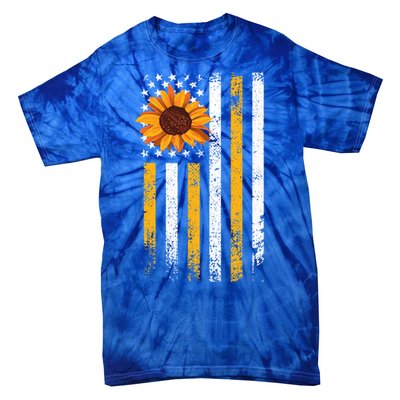 In A World Full Of Roses Be A Sunflower America Flag Cute Gift Tie-Dye T-Shirt