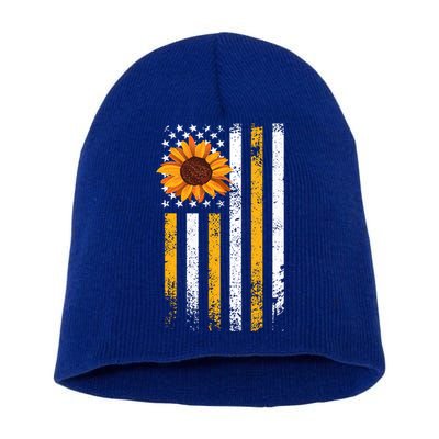 In A World Full Of Roses Be A Sunflower America Flag Cute Gift Short Acrylic Beanie