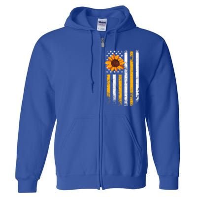 In A World Full Of Roses Be A Sunflower America Flag Cute Gift Full Zip Hoodie