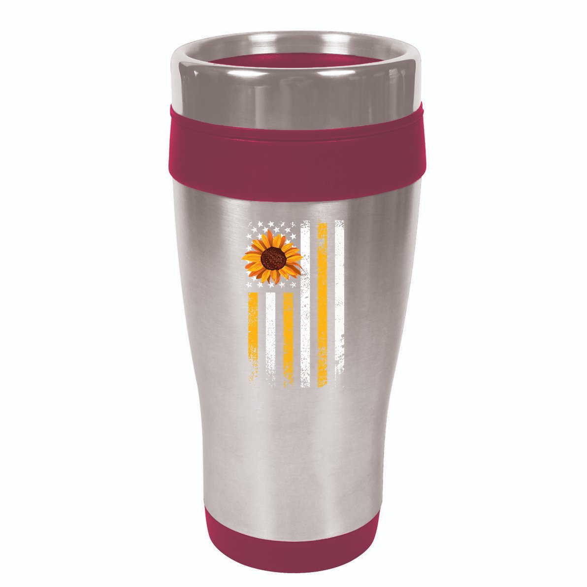 In A World Full Of Roses Be A Sunflower America Flag Cute Gift 16oz Travel Tumbler