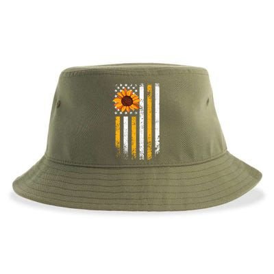 In A World Full Of Roses Be A Sunflower America Flag Cute Gift Sustainable Bucket Hat