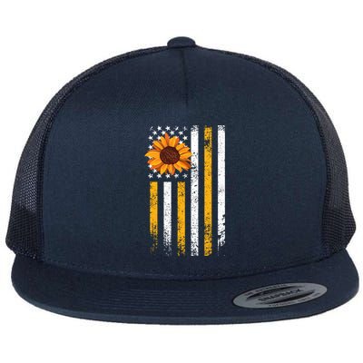 In A World Full Of Roses Be A Sunflower America Flag Cute Gift Flat Bill Trucker Hat