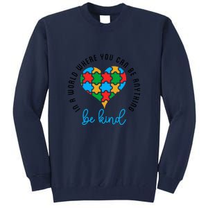 In A World Where You Can Be Anything Be Kind Autism Awareness Tall Sweatshirt