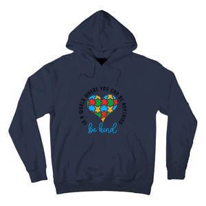 In A World Where You Can Be Anything Be Kind Autism Awareness Tall Hoodie