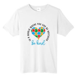 In A World Where You Can Be Anything Be Kind Autism Awareness Tall Fusion ChromaSoft Performance T-Shirt