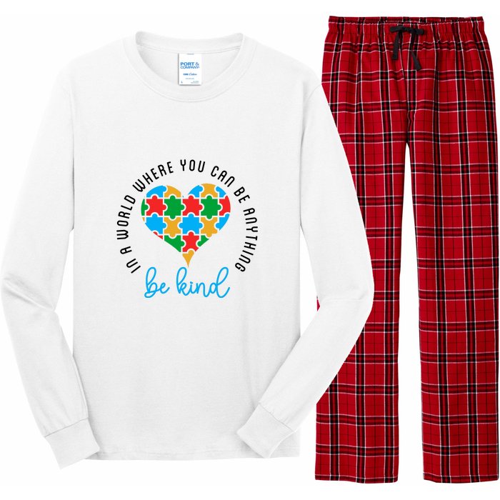 In A World Where You Can Be Anything Be Kind Autism Awareness Long Sleeve Pajama Set