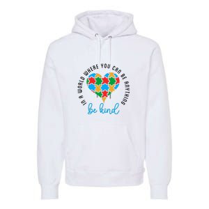 In A World Where You Can Be Anything Be Kind Autism Awareness Premium Hoodie