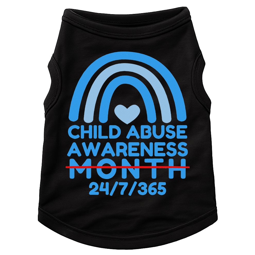 In April We Wear Blue Cool Child Abuse Prevention Awareness (2) Doggie Tank