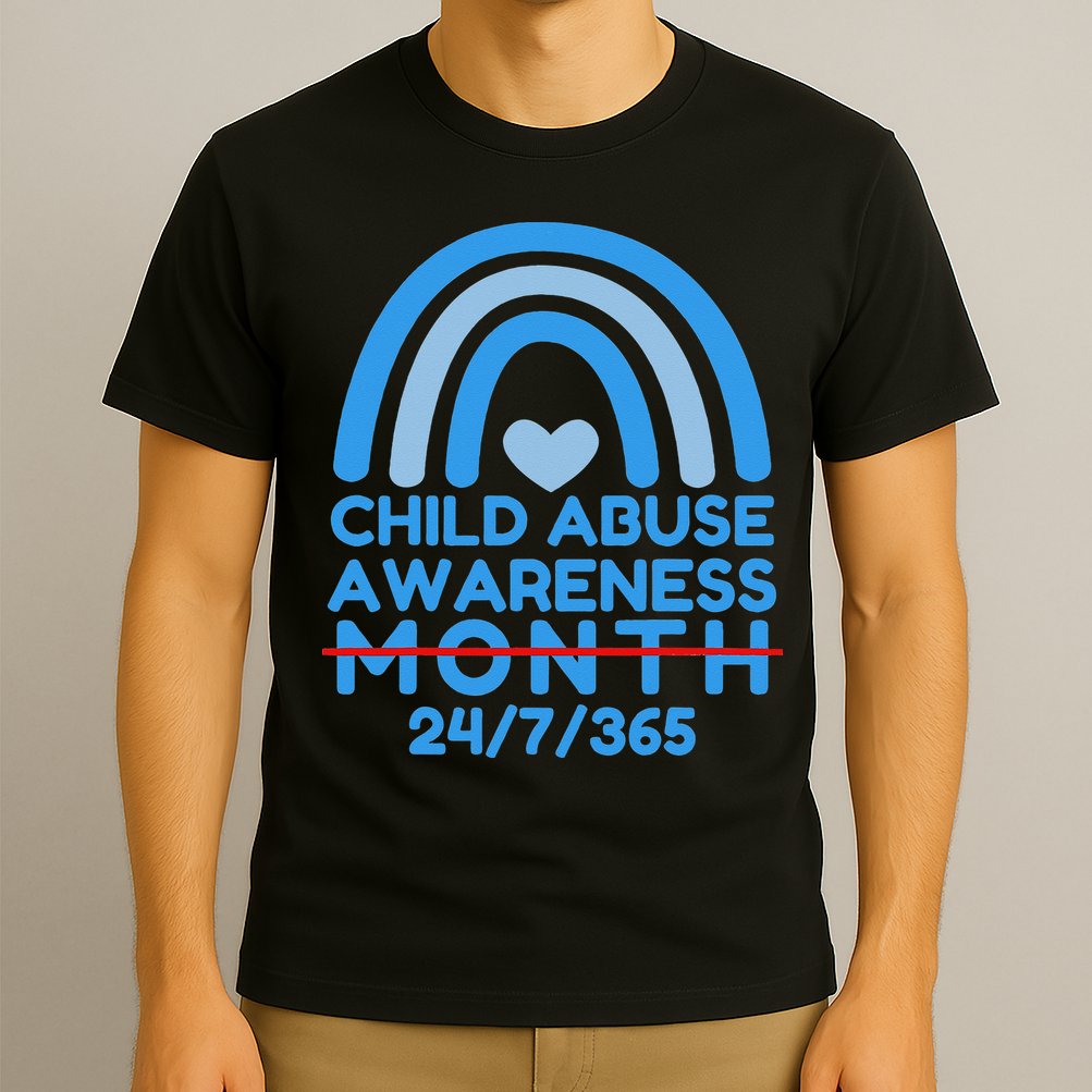 In April We Wear Blue Cool Child Abuse Prevention Awareness (2) T-Shirt
