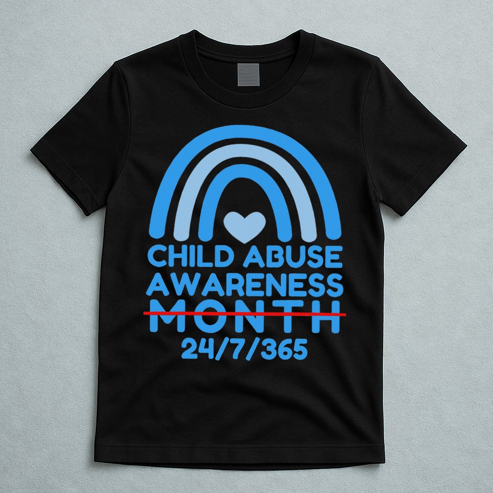 In April We Wear Blue Cool Child Abuse Prevention Awareness (2) T-Shirt