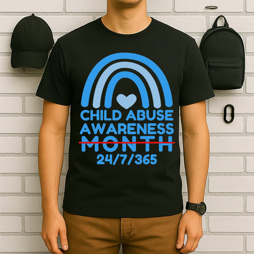 In April We Wear Blue Cool Child Abuse Prevention Awareness (2) T-Shirt