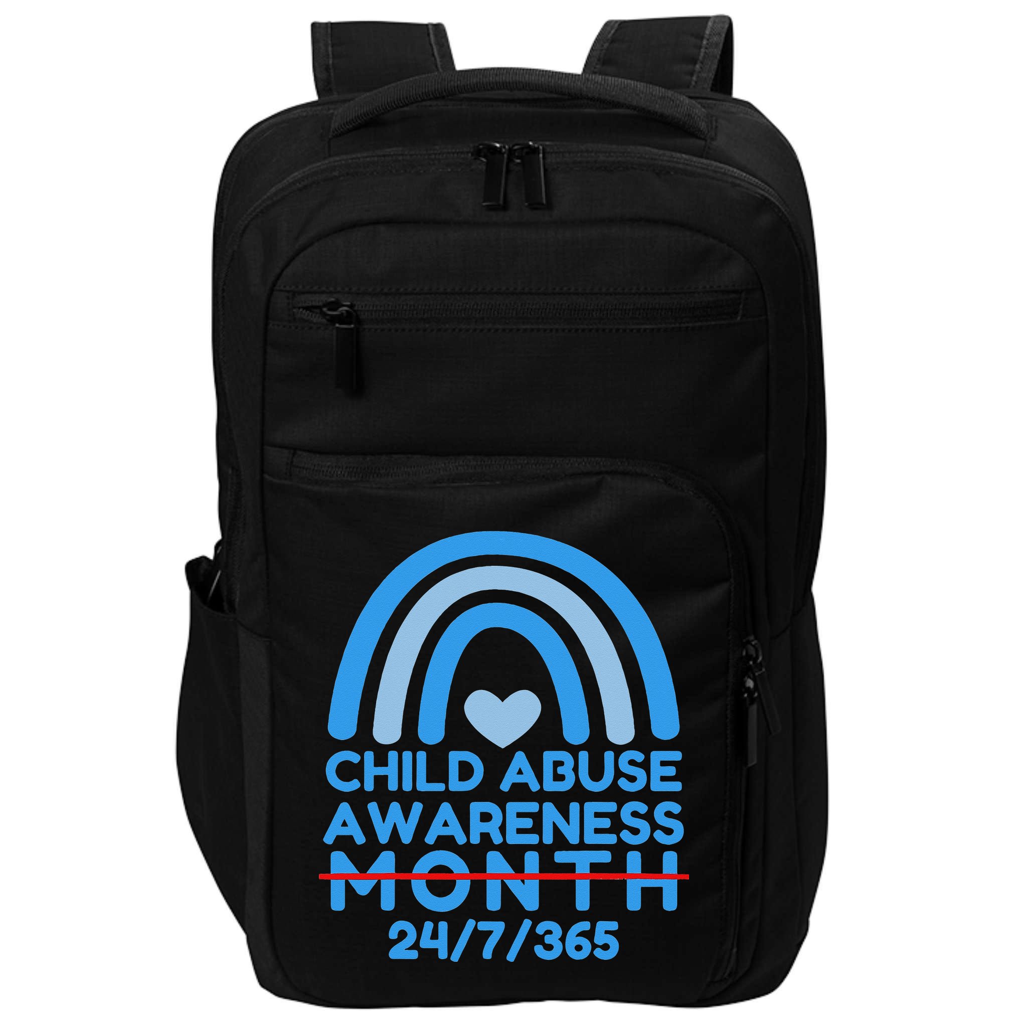 In April We Wear Blue Cool Child Abuse Prevention Awareness (2) Impact Tech Backpack